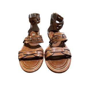 Louise et Cie Lo-Braylee Brown Leather Gladiator Flat Sandals Size 7.5